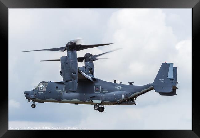 Bell Boeing CV-22B Osprey in the hover seen at the Framed Print by Clive Wells