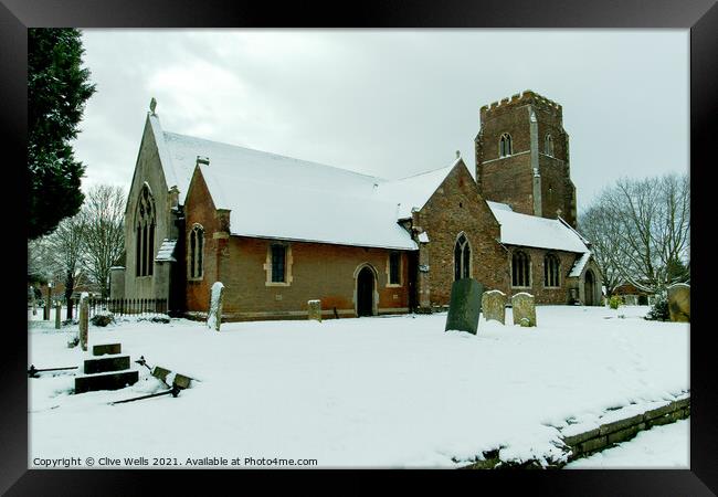 St. Faiths Church covered in snow Framed Print by Clive Wells