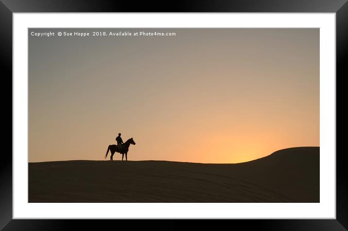 Arabian Horse with desert sunset Framed Mounted Print by Sue Hoppe