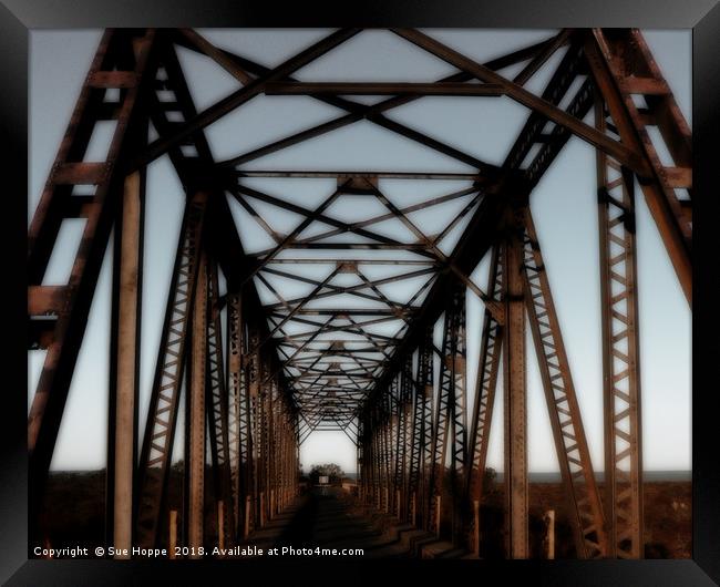 Rusty old bridge with nostalgic treatment Framed Print by Sue Hoppe