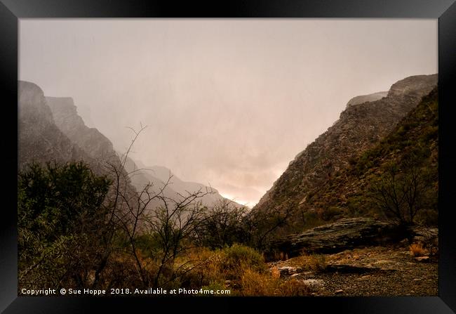 Hail storm over Gamkaskloof Mountains Framed Print by Sue Hoppe
