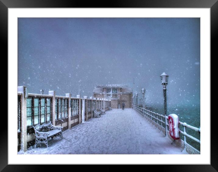 A very snowy Worthing Pier  Framed Mounted Print by Terry May
