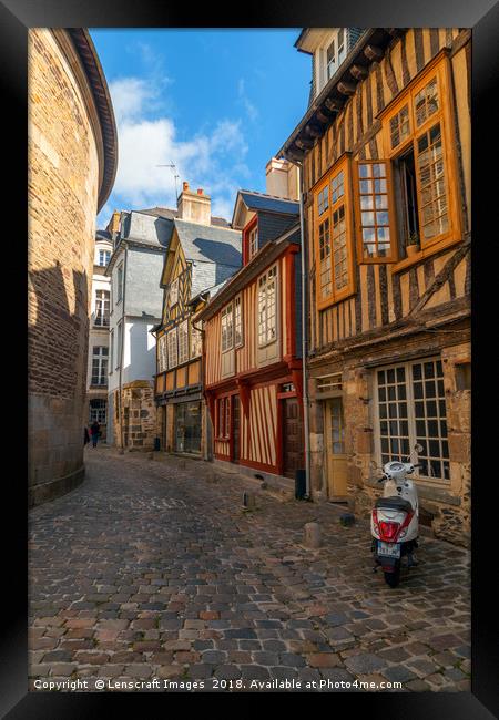 Quiet street in Rennes old town Framed Print by Lenscraft Images