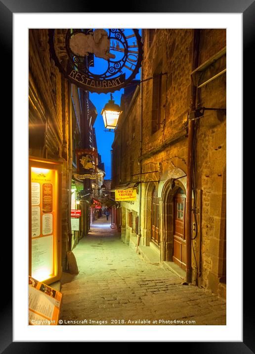 Looking down Grand Rue, Mont Saint Michel, France Framed Mounted Print by Lenscraft Images