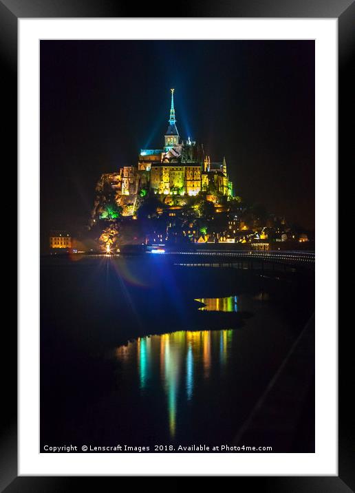 Mont Saint Michel, France lit up at night Framed Mounted Print by Lenscraft Images