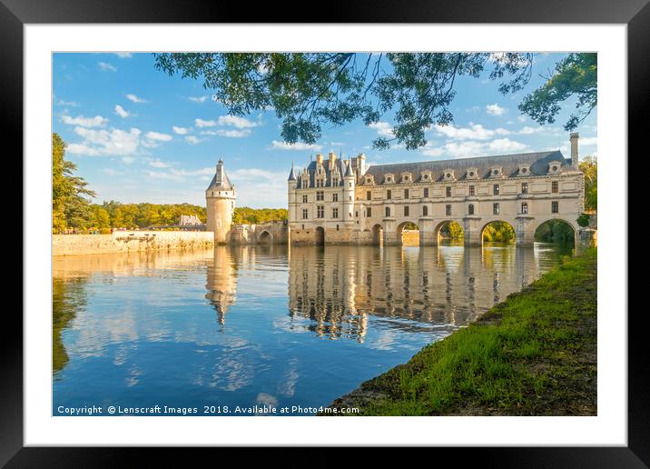 Chateau de Chenonceau and River Cher Framed Mounted Print by Lenscraft Images