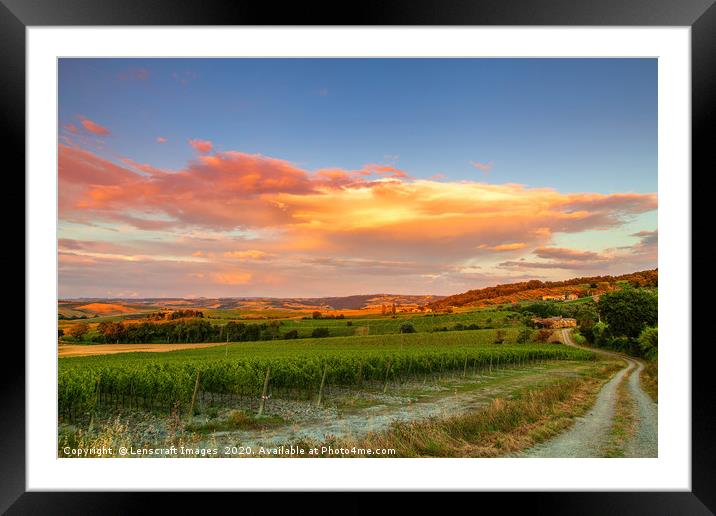 Sunset, South Tuscany, Italy Framed Mounted Print by Lenscraft Images