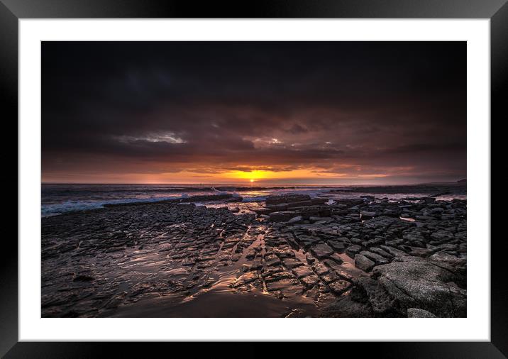 Nash Point Sunset Framed Mounted Print by Drew Davies