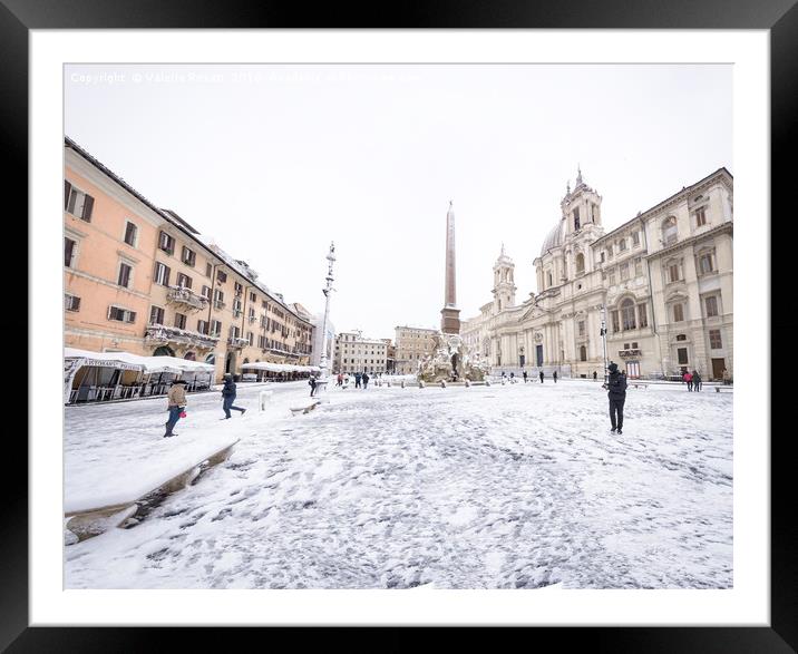Piazza Navona in Rome covered with snow  Framed Mounted Print by Valerio Rosati