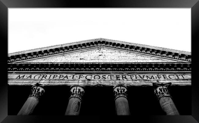black and white Bottom view of the roman Pantheon  Framed Print by Valerio Rosati