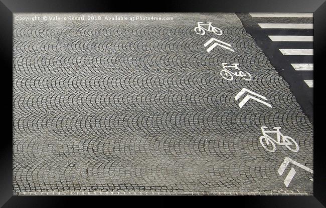 Bike lane and direction arrows Framed Print by Valerio Rosati