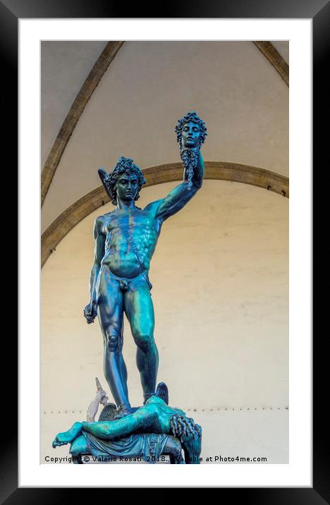 Bronze statue of Perseo with the head of Medusa Framed Mounted Print by Valerio Rosati