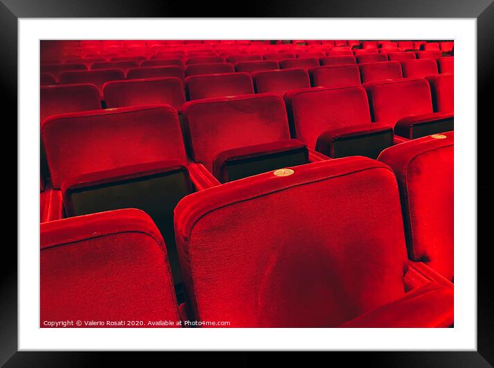 Empty red velvet armchairs Framed Mounted Print by Valerio Rosati