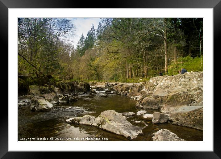 Conwy River with rocks  Framed Mounted Print by Bob Hall