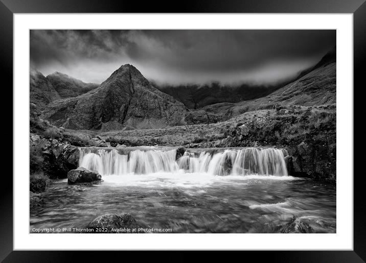 Calm before the storm, Fairy Pools. No.2, B&W Framed Mounted Print by Phill Thornton