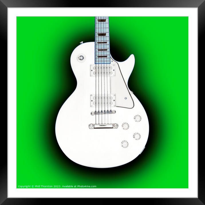 Striking Contrast Guitar on green eclipse Framed Mounted Print by Phill Thornton