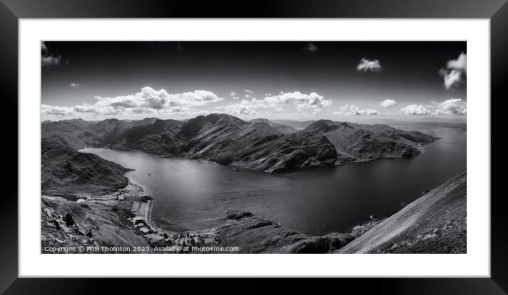 View from Beinn Sgritheall over Loch Hourn B&W Framed Mounted Print by Phill Thornton
