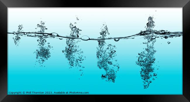 A series of bubbles in turquoise blue water Framed Print by Phill Thornton