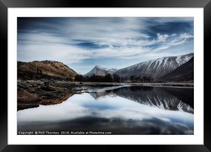 Wispy clouds over Loch Etive. Framed Mounted Print by Phill Thornton