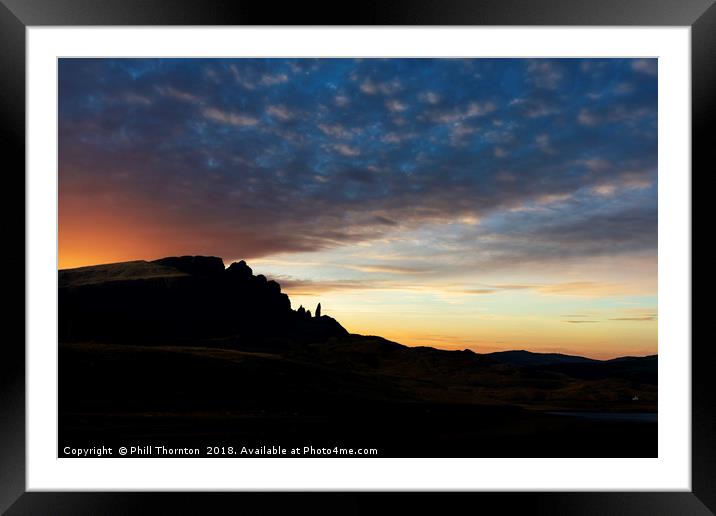 Sunsetting over The Old Man of Storr. Framed Mounted Print by Phill Thornton