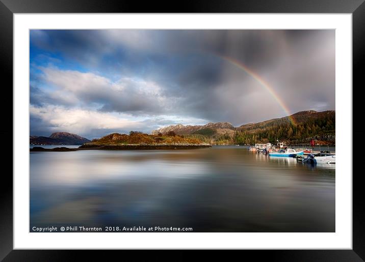 Storm clouds and rainbows over Plockton  Framed Mounted Print by Phill Thornton