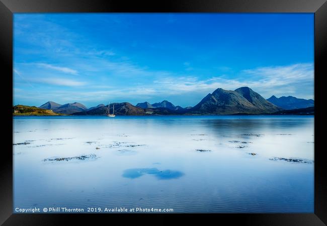 A very still Sound of Raasay and the mountains of  Framed Print by Phill Thornton