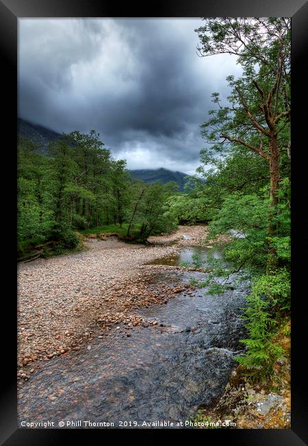 The Nevis river at the foot of Ben Nevis Framed Print by Phill Thornton