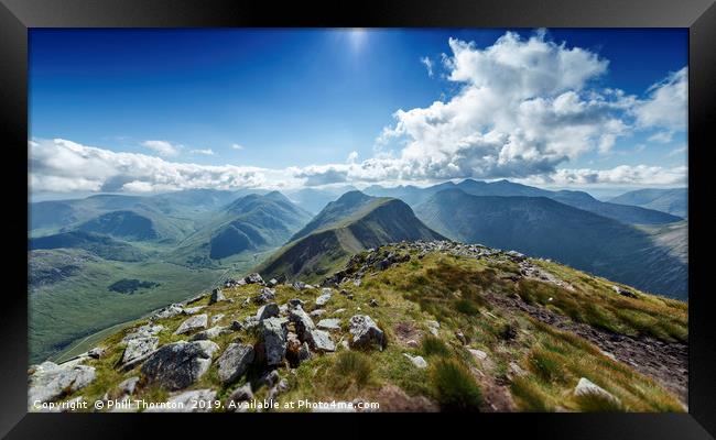 View down Buachaille Etive Mor. Framed Print by Phill Thornton