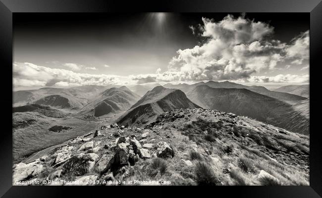 View down Buachaille Etive Mor. (B&W) Framed Print by Phill Thornton