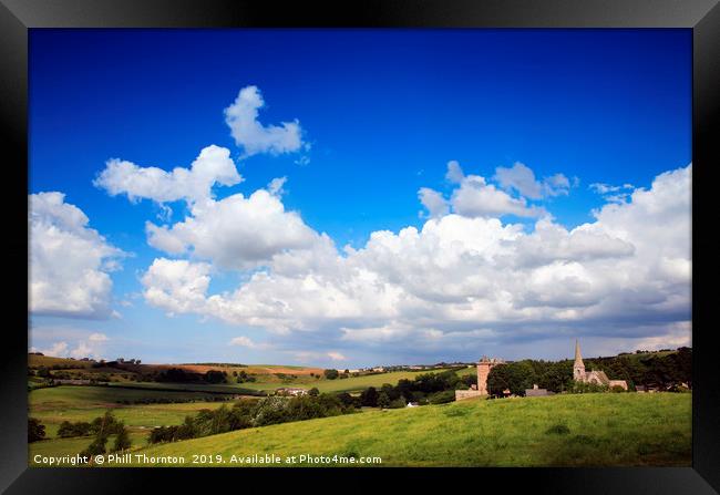 Borthwick Castle and blue skies Framed Print by Phill Thornton