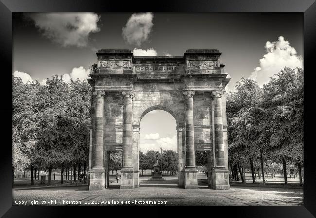 Mclennan Arch Glasgow B&W Framed Print by Phill Thornton