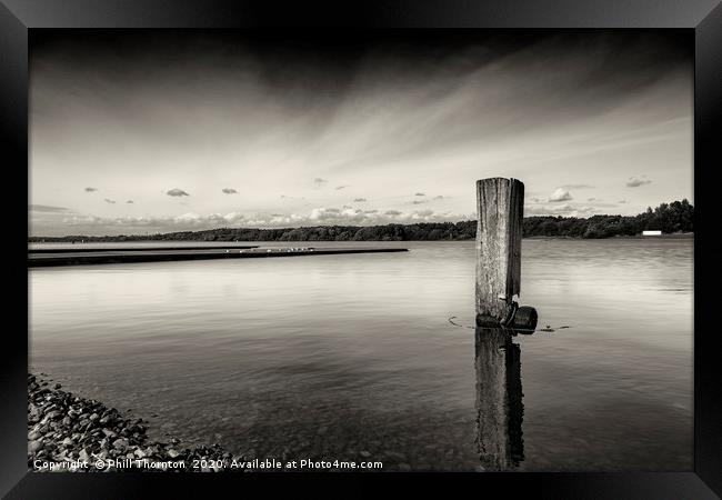 Still waters of the Strathclyde country park B&W. Framed Print by Phill Thornton