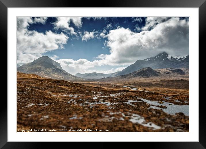 Black and Red Cuillin mountains from Sligachan Framed Mounted Print by Phill Thornton