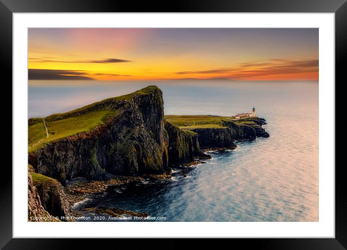 Neist Point at sunset, Isle of Skye. Framed Mounted Print by Phill Thornton