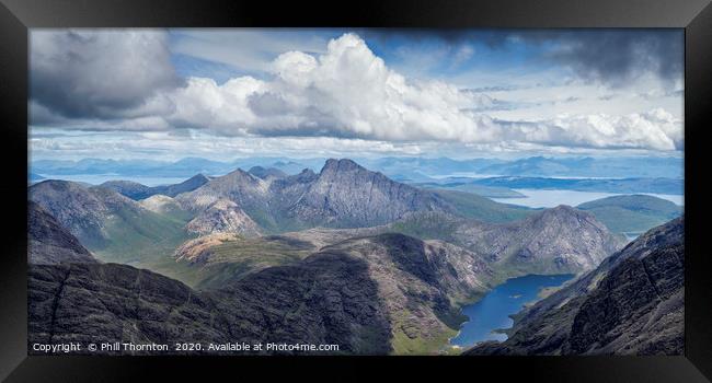 Panoramic view from the summit of the Black Cuilli Framed Print by Phill Thornton