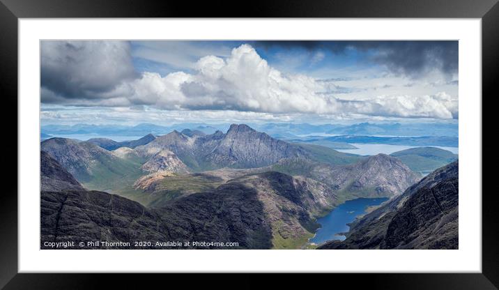 Panoramic view from the summit of the Black Cuilli Framed Mounted Print by Phill Thornton