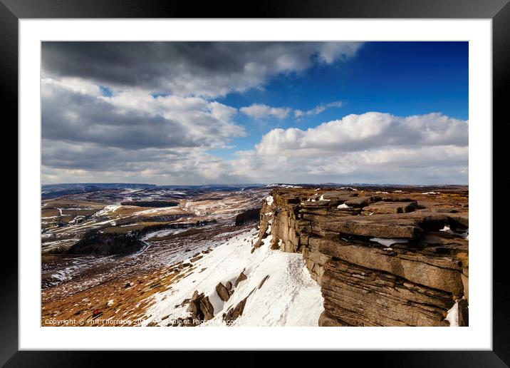 Winter view across Stanage Edge Framed Mounted Print by Phill Thornton