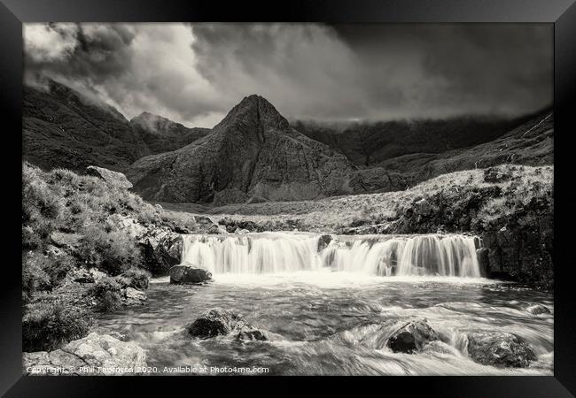 Clam before the storm, Fairy Pools. B&W Framed Print by Phill Thornton