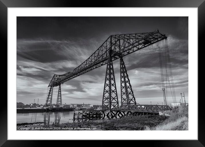 Blue skies above the Tees Transporter bridge. B&am Framed Mounted Print by Phill Thornton