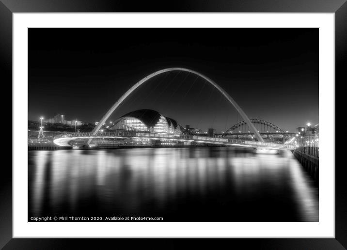 Gateshead Millennium Bridge No.2. B&W. Framed Mounted Print by Phill Thornton