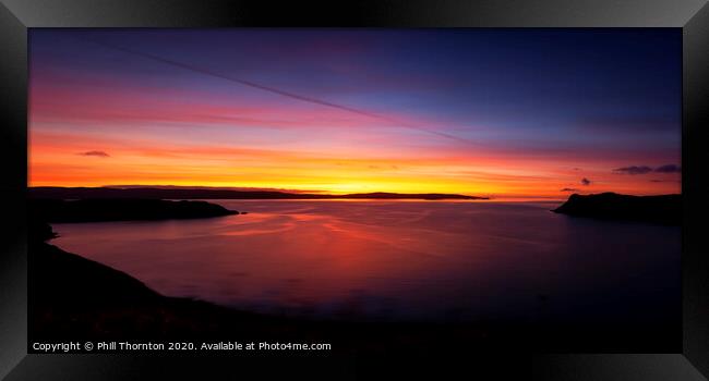 Panoramic sunset over Uig Bay, Isle of Skye. Framed Print by Phill Thornton