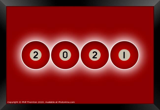 2021 happy new year red balls Framed Print by Phill Thornton