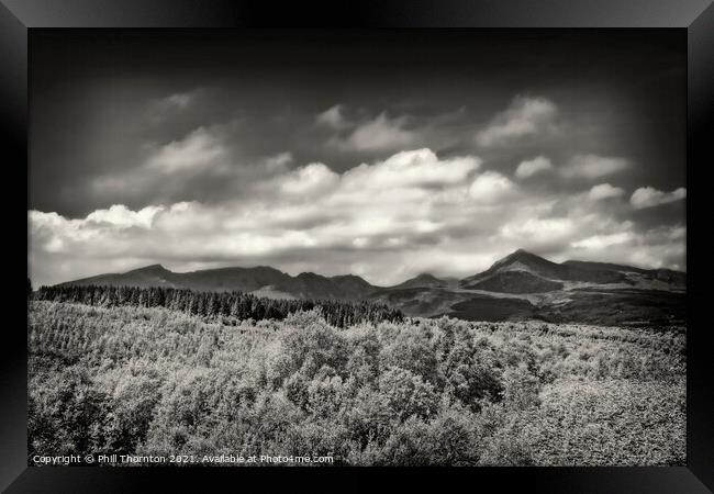 The Goatfell Mountain range, Isle of Arran. B&W Framed Print by Phill Thornton