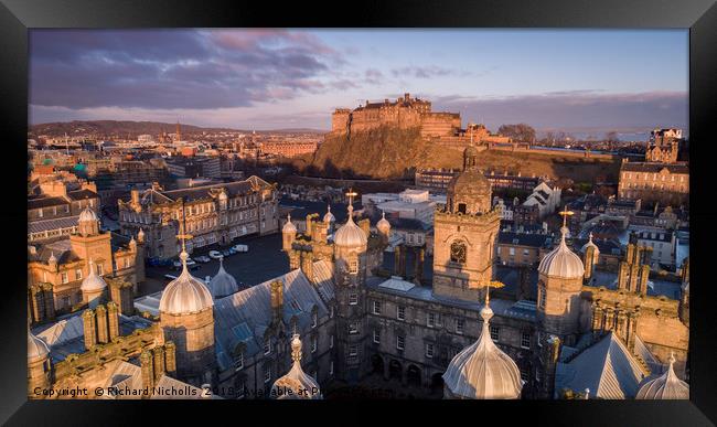 Edinburgh Castle Aerial Framed Print by Richard Nicholls