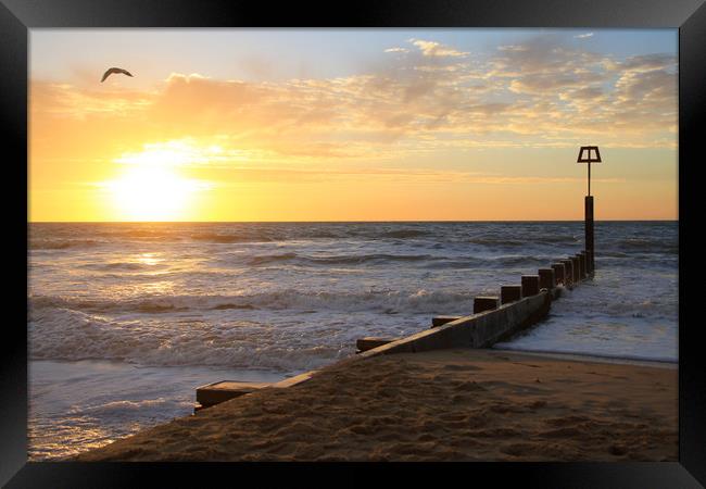 Coastal holiday perfect sunrise over the ocean Framed Print by Steve Mantell