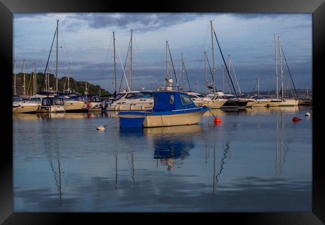 Early morning boats in harbour Framed Print by Steve Mantell