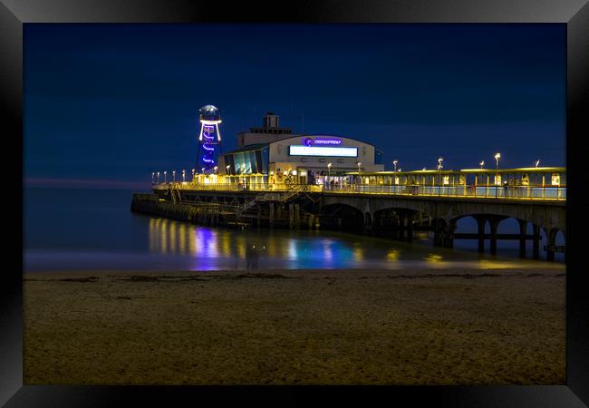 Bournemouth pier at night Framed Print by Steve Mantell