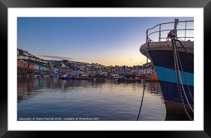 Fishing port sunset Framed Mounted Print by Steve Mantell