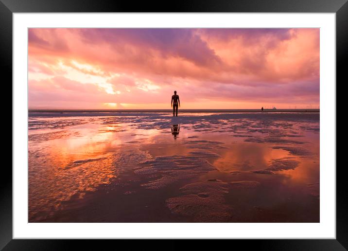 Statue at Crosby Beach Framed Mounted Print by Carl Johnson