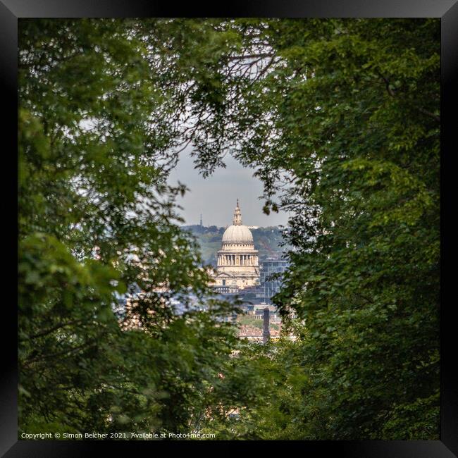 Saint Paul's Cathedral from Nunhead Cemetery Framed Print by Simon Belcher